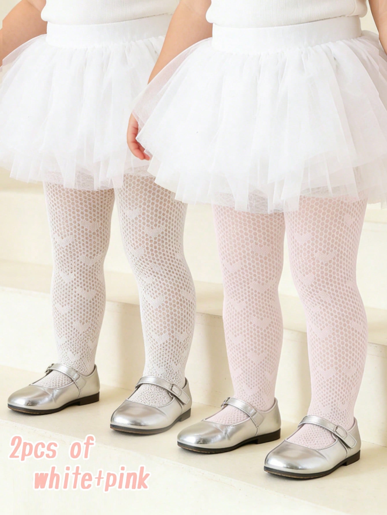 Tights Pantyhose Sheer - 2Pcs 유아 소녀 하트 패턴 피쉬넷