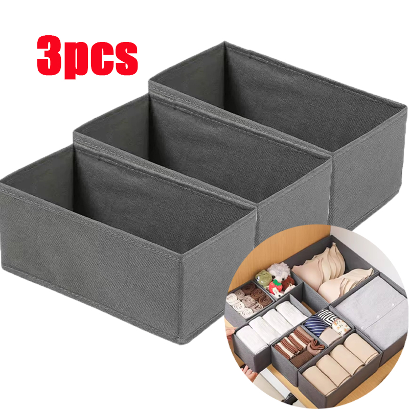 Sock Organizer Tray - 3개입 패브릭 속옷 보관함 서랍 정리함