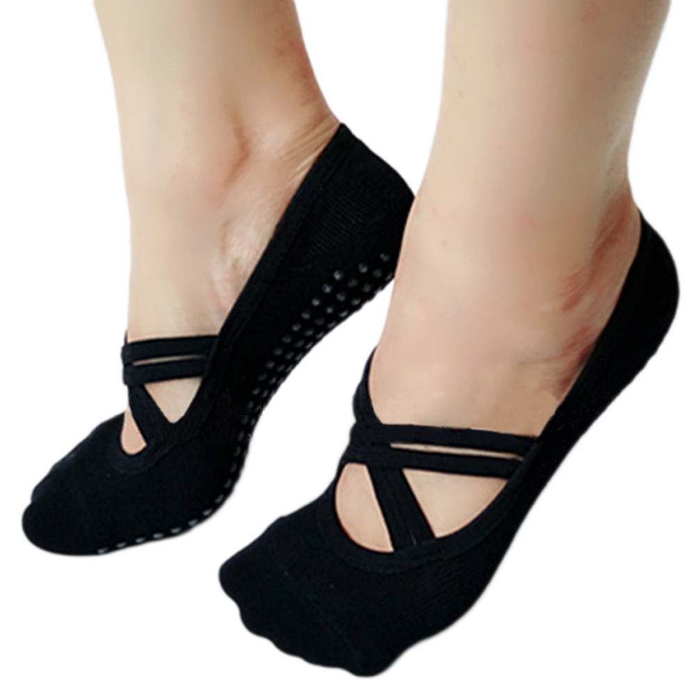Grip Sock Yoga - 여성용 요가 양말 블랙 논슬립 필라테스