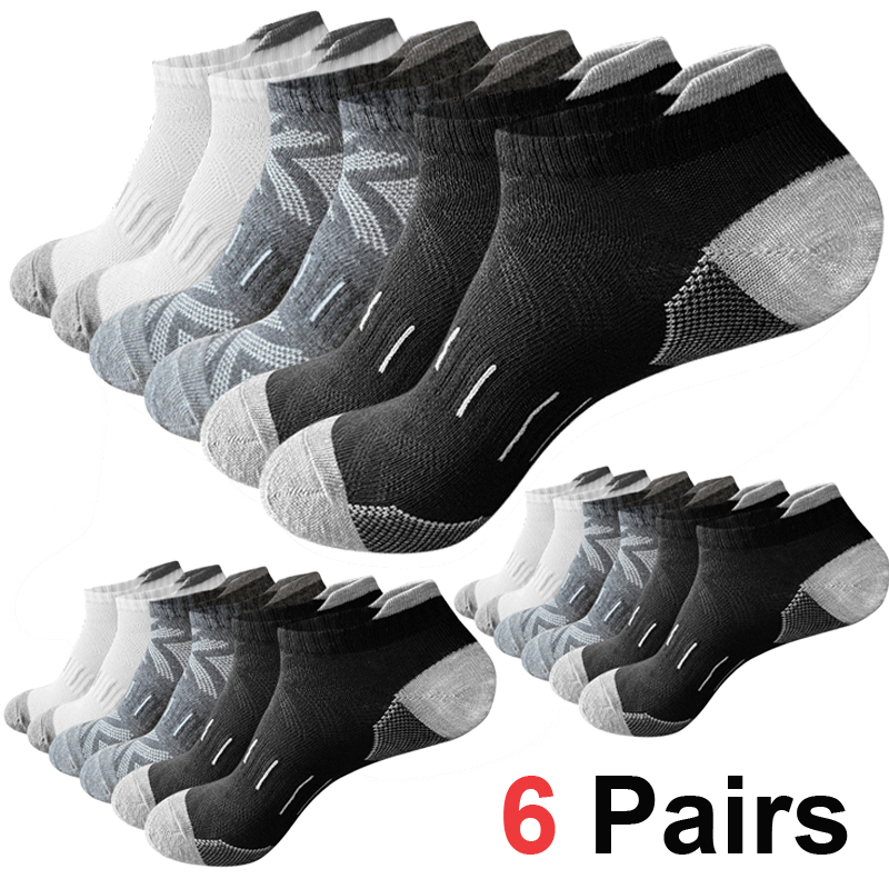 Athletic Sock Cushion - 6/12쌍 남성용 화살표 프린트 발목 양말